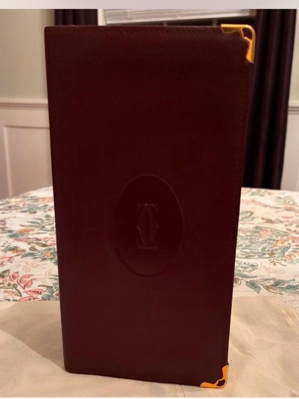 Cartier Red Leather Men’s Travel Wallet with Gold Corner Accents